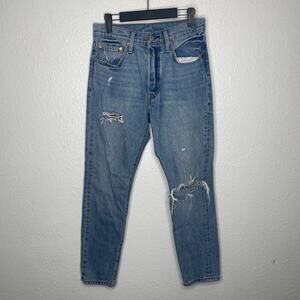 Levis Womens Jeans Size 27 501 Light Wash Denim Blue Skinny Leg 27x28